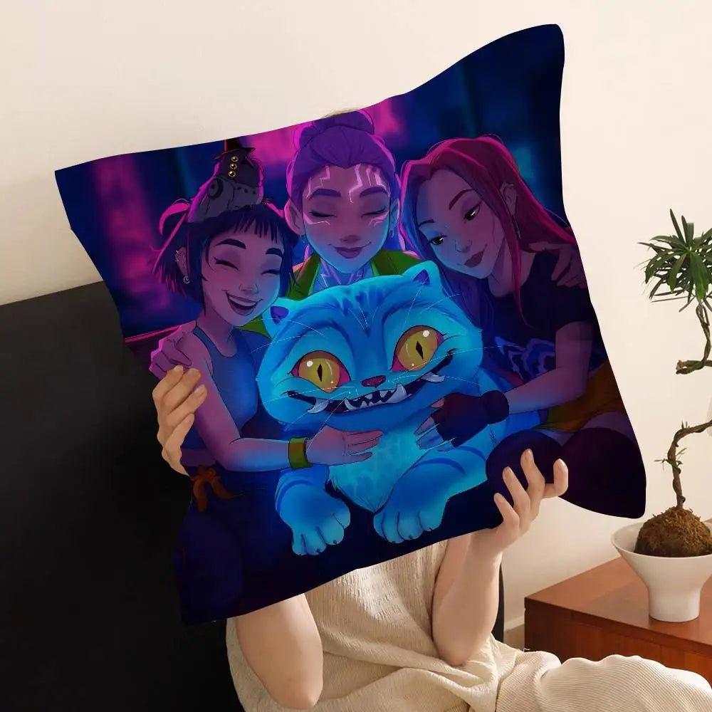 Kop-Cartoon K-Pop Demon Hunters Cushion Cover - Home Decor Pillow