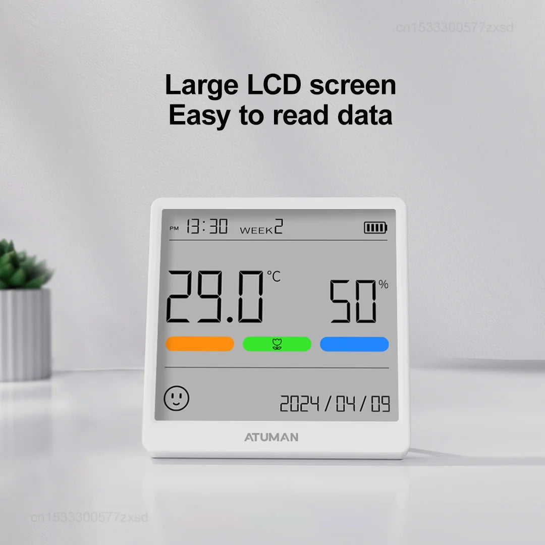 DUKA Digital Temperature & Humidity Meter with Indoor Clock - Rechargeable
