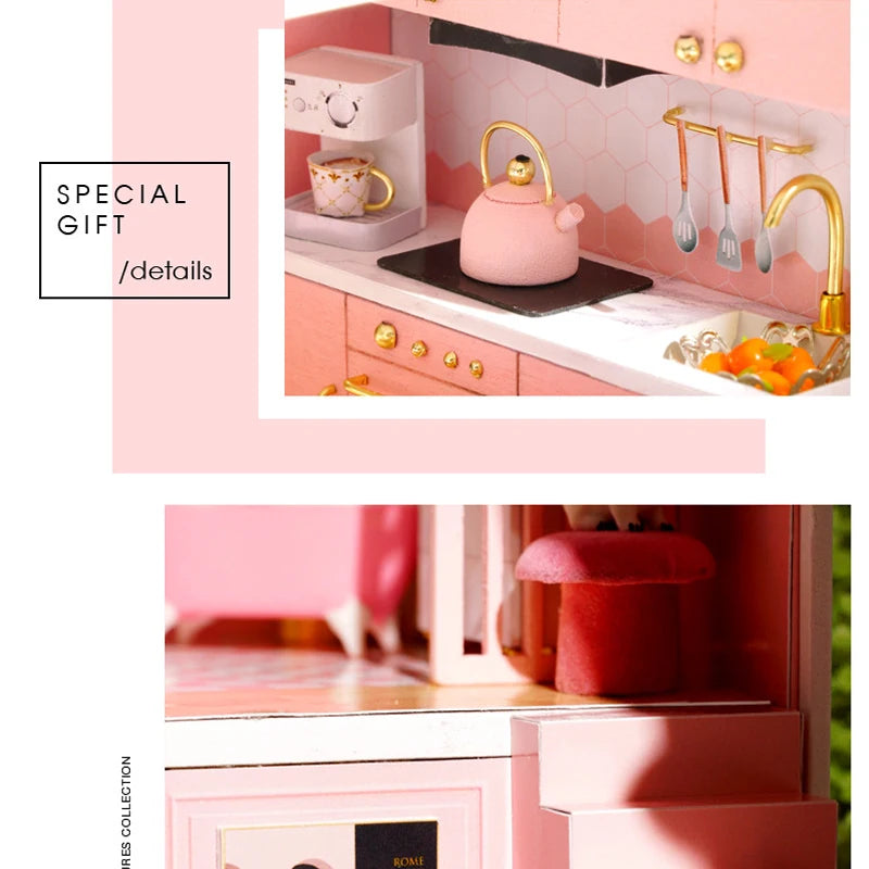 3D Wooden Mini Dollhouse Kit - DIY Duplex Apartment with Furniture