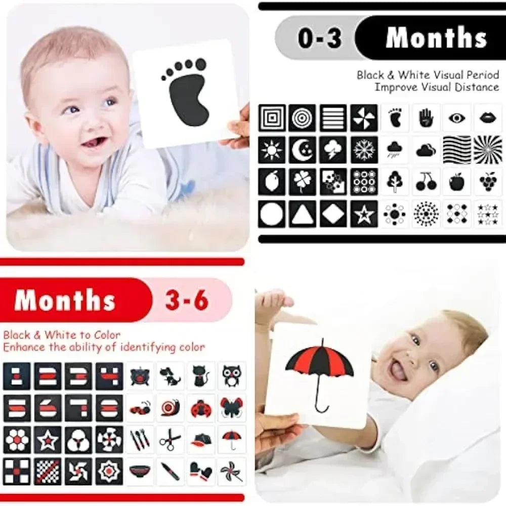 Montessori Black and White Baby Stimulation Cards - High Contrast Learning