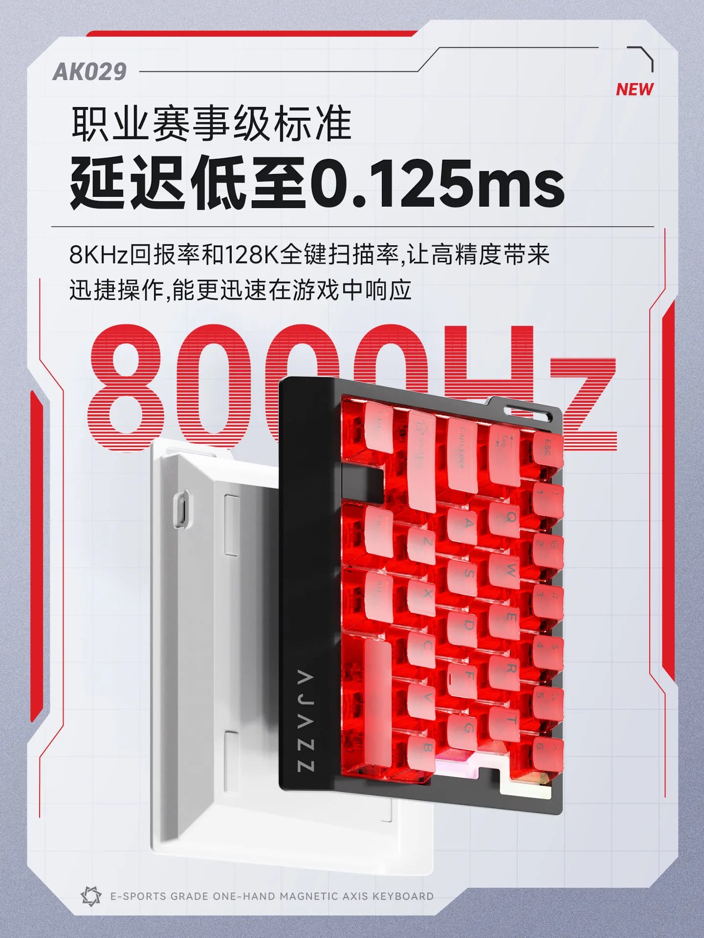 AJAZZ AK029 HE Wired Mini Mechanical Gaming Keyboard - 29 Keys