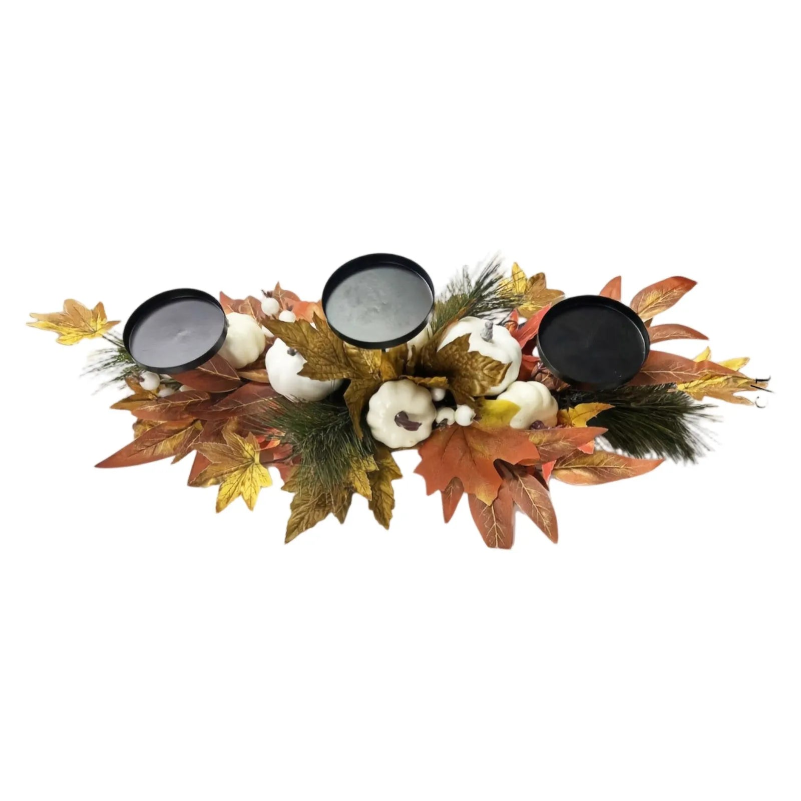 Christmas Three-Legged Candle Holder with Rattan Wreath Decoration