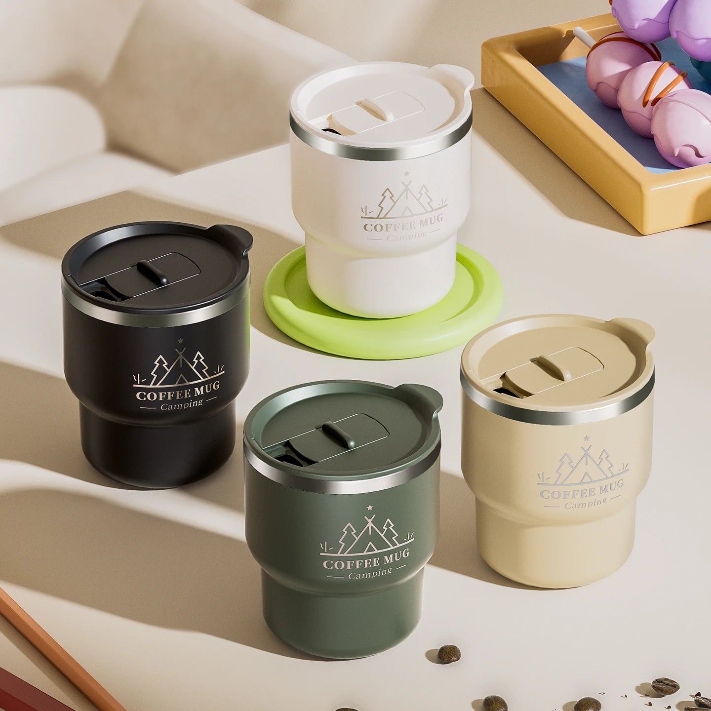 Double Layer Insulated Coffee Cup with Lid - Leak-Proof Design