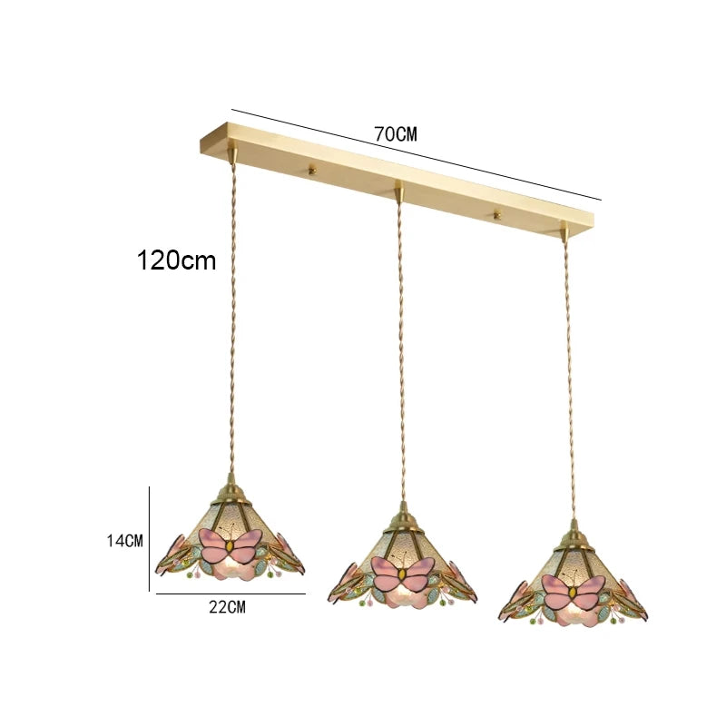 Butterfly Glass Copper LED Pendant Lamp for Modern Indoor Decor
