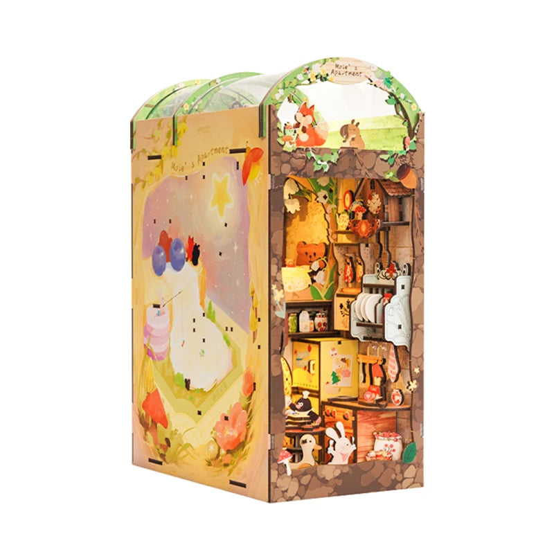 CUTEBEE LED Book Nook Dollhouse Kit with Dust Cover for DIY Enthusiasts
