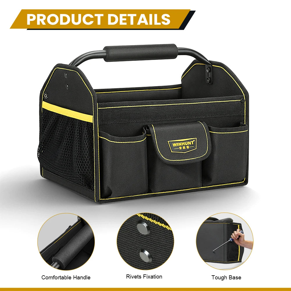 WINHUNT 10-Pocket Heavy Duty Tool Tote Bag for Ultimate Organization