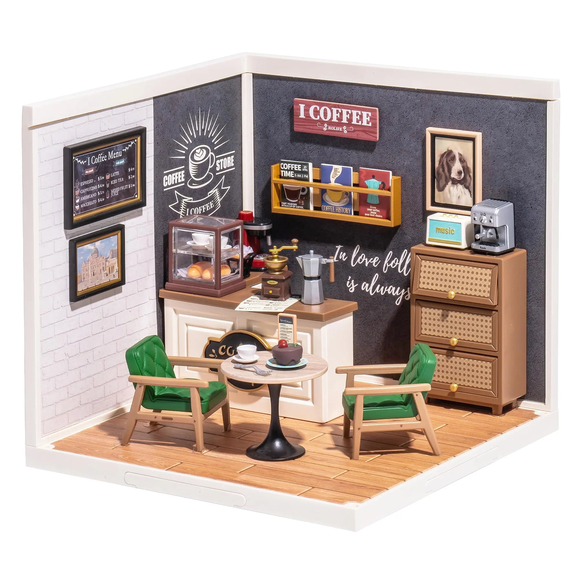 Robotime DIY Miniature Cafe & Energy Supply Store Building Set