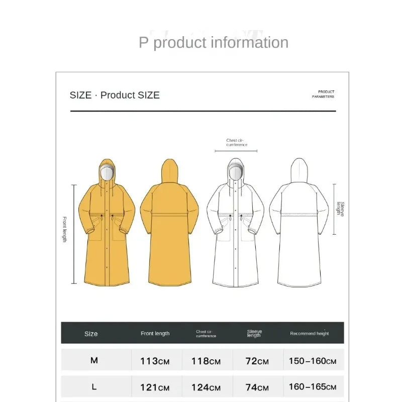 Unisex Waterproof Long Raincoat Poncho for Cycling & Outdoor Activities