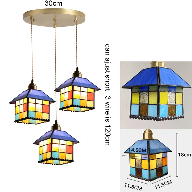Vintage Pendant Lamp - Colorful Glass Chandelier for Home Decor