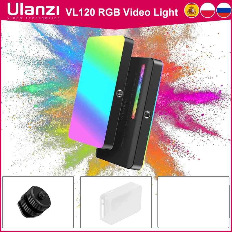 Ulanzi VL120 RGB Mini Video Light - 3100mAh Portable Photography Tool