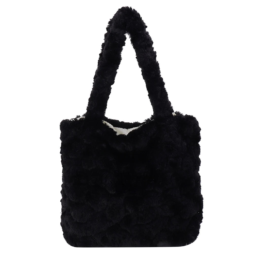 Fluffy Plush Women’s Clutch Handbag - Cozy Tote for Travel & Gifts