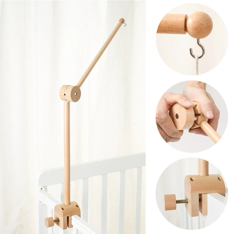 Wooden Baby Mobile Rattle Toy for Newborns - 0-12 Months