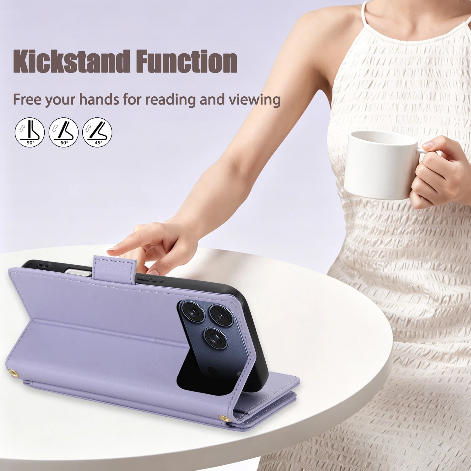 Magnetic Leather Crossbody Wallet Case for iPhone 17, 16, 15, 14