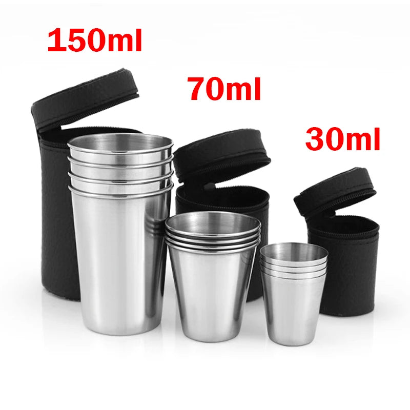 4Pcs Outdoor Stainless Steel Cups - Perfect for Hiking & Camping