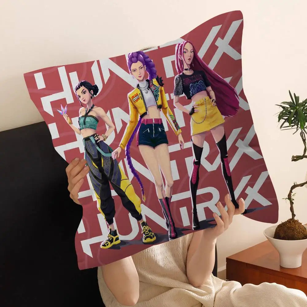 Kop-Cartoon K-Pop Demon Hunters Cushion Cover - Home Decor Pillow