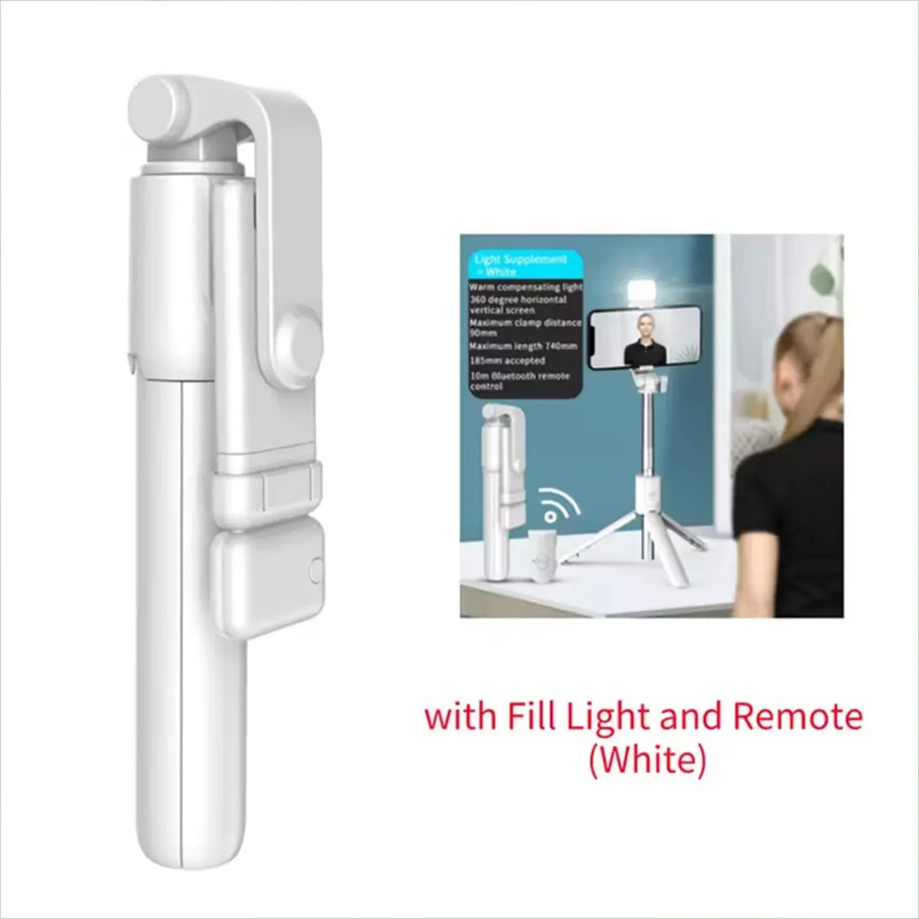 Bluetooth Selfie Stick Tripod with Remote & Fill Light - R1S