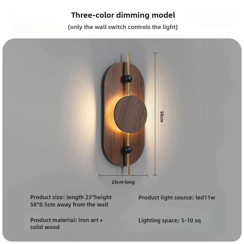 Modern LED Wall Lamp - Elegant Wooden Shade for Living Space