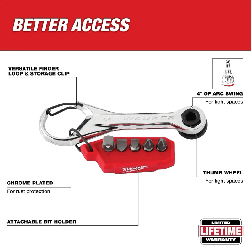 Milwaukee 7-in-1 Mini Ratchet Multi Drill Bit & Nut Driver Tool