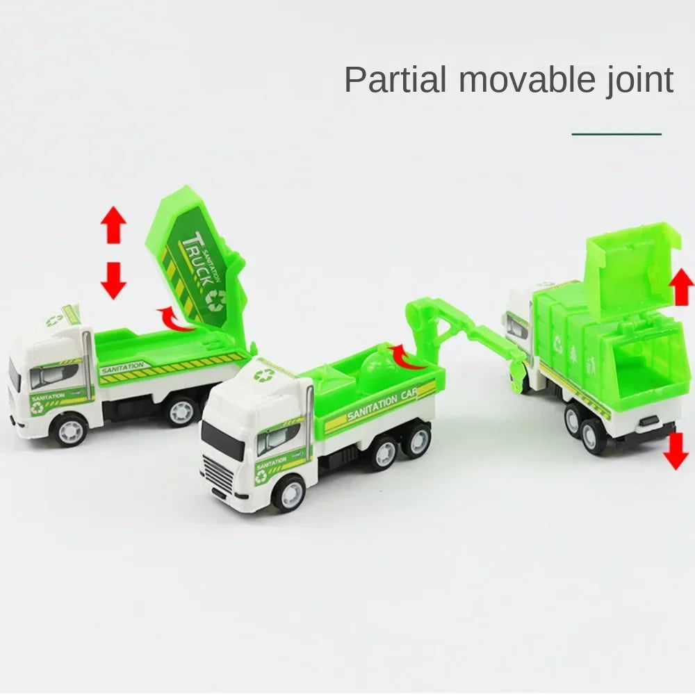 4Pcs Pull Back Toy Car Set - Inertia Sanitation Truck Models for Kids