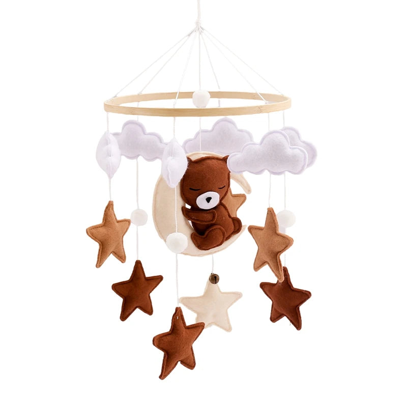 Wooden Baby Crib Mobile with Musical Rattle - Perfect Infant Toy