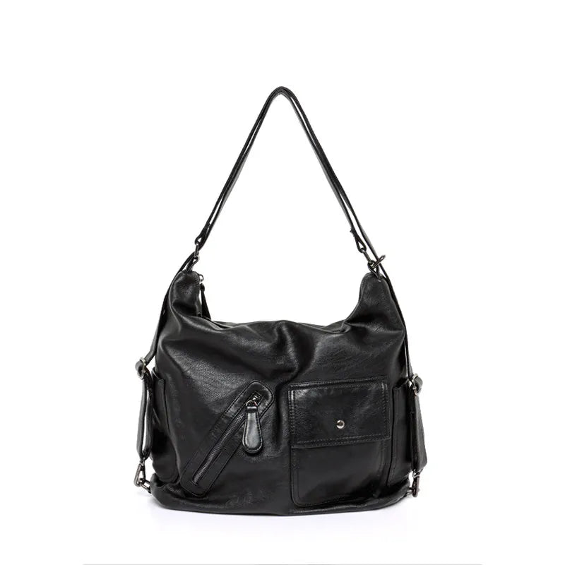Vintage Y2K Motorcycle Shoulder Backpack - Durable Soft Leather