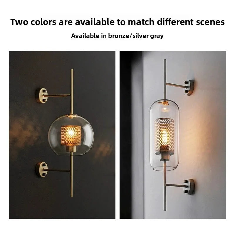 Nordic Minimalist Gold Wall Lamp with LED Glass Ball Design