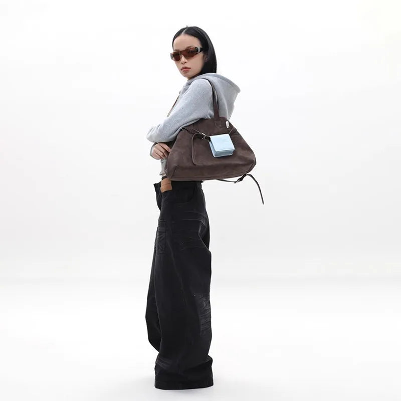 Chic Y2K Faux Suede Tote Bag – Versatile & Spacious for Women