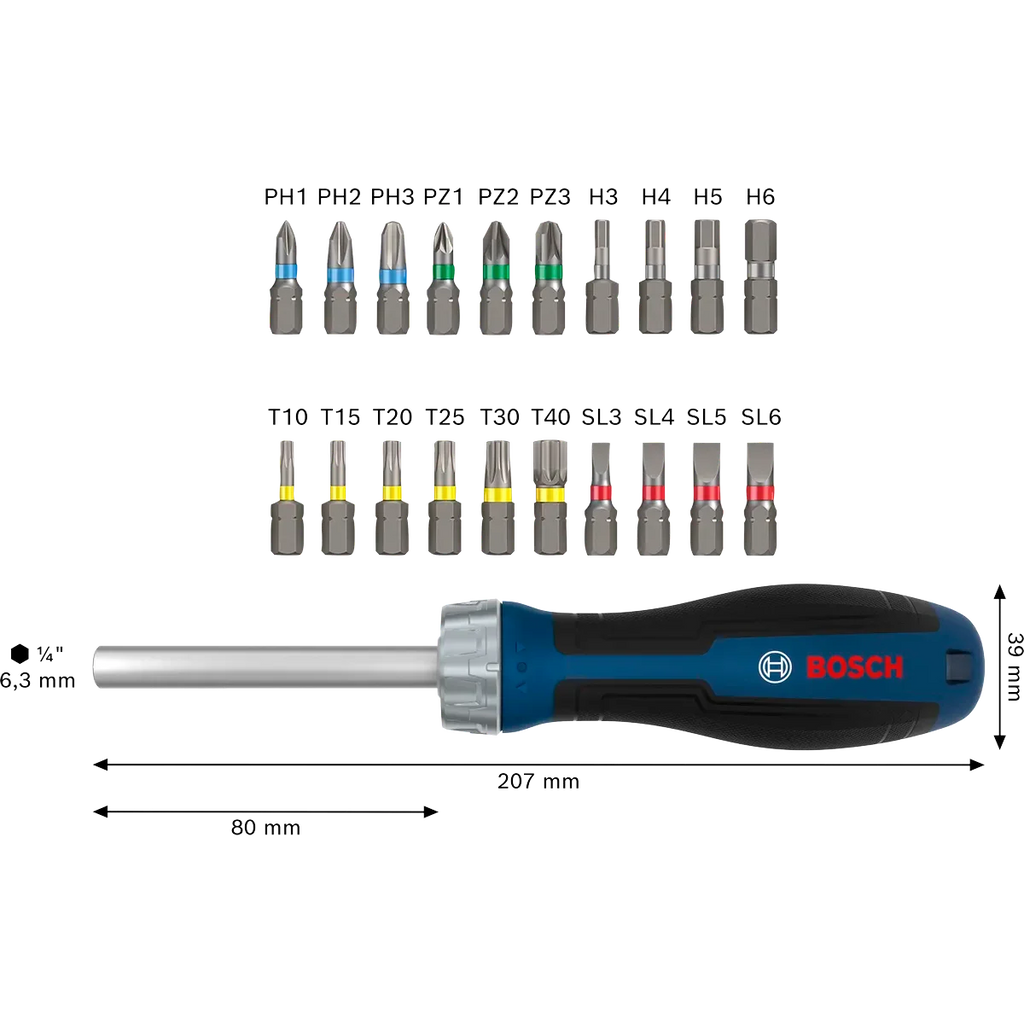 Bosch Stubby Ratchet Bit Screwdriver Set - High Power & Precision