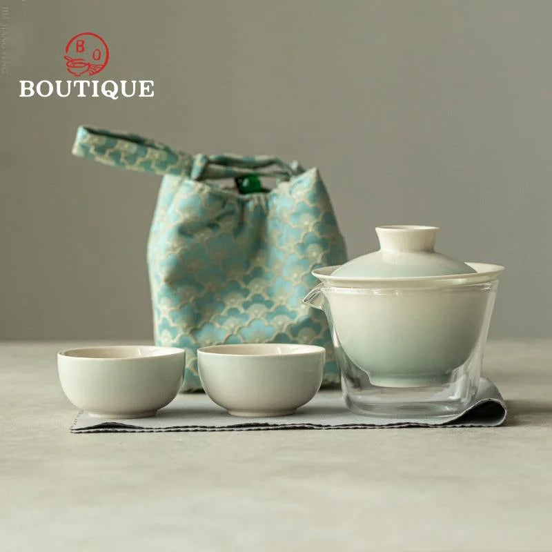 Vibrant Handmade Teaware Set for Outdoor Adventures - Portable & Stylish