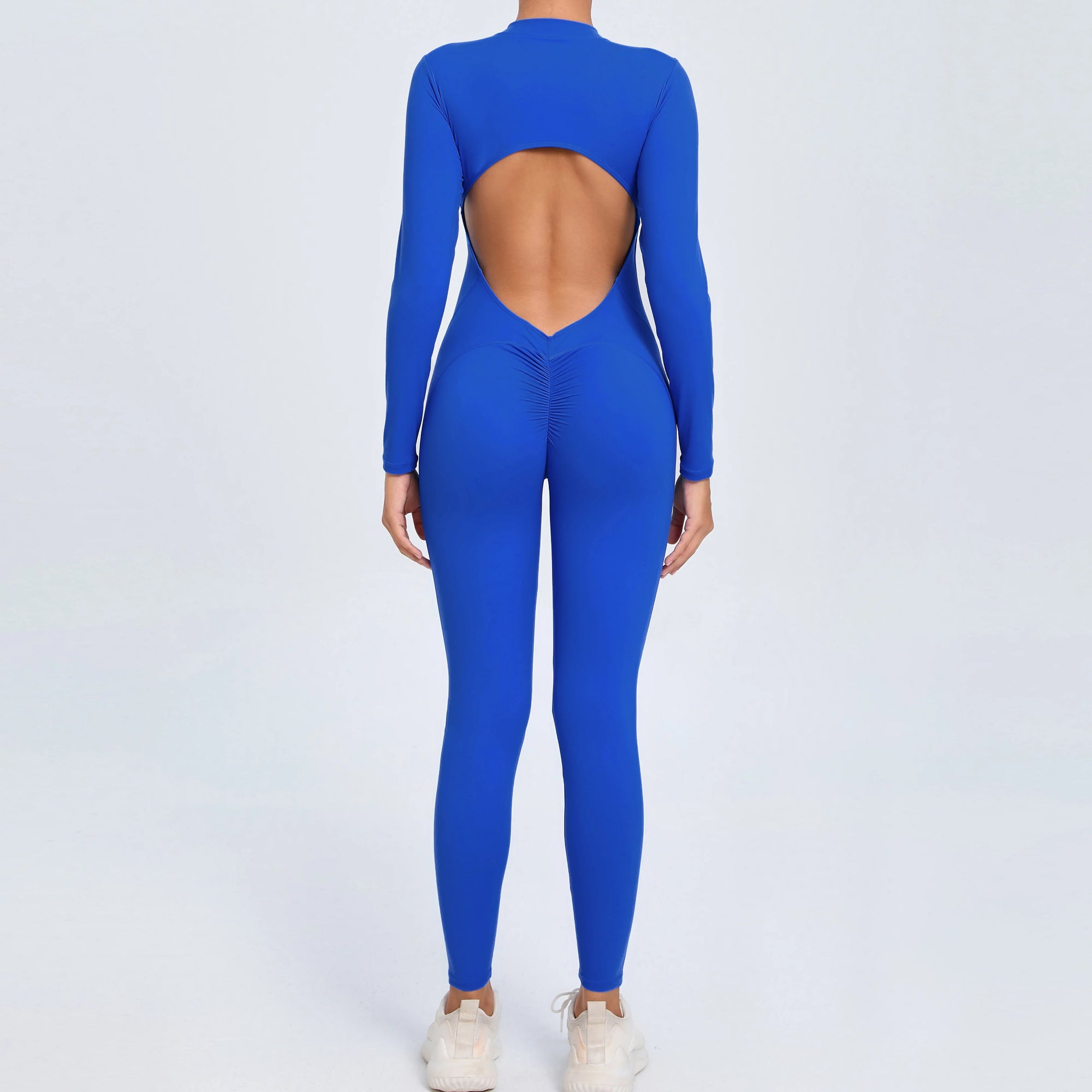 Stylish Women's Yoga Jumpsuit - Long Sleeve & Backless Design