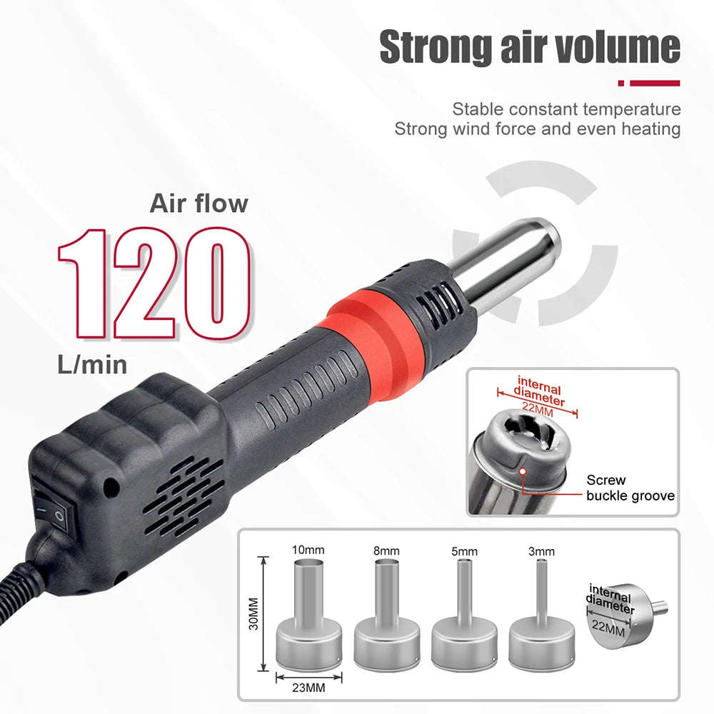 JCD 8208 750W Micro Hot Air Gun with LCD Display - Versatile Soldering Tool