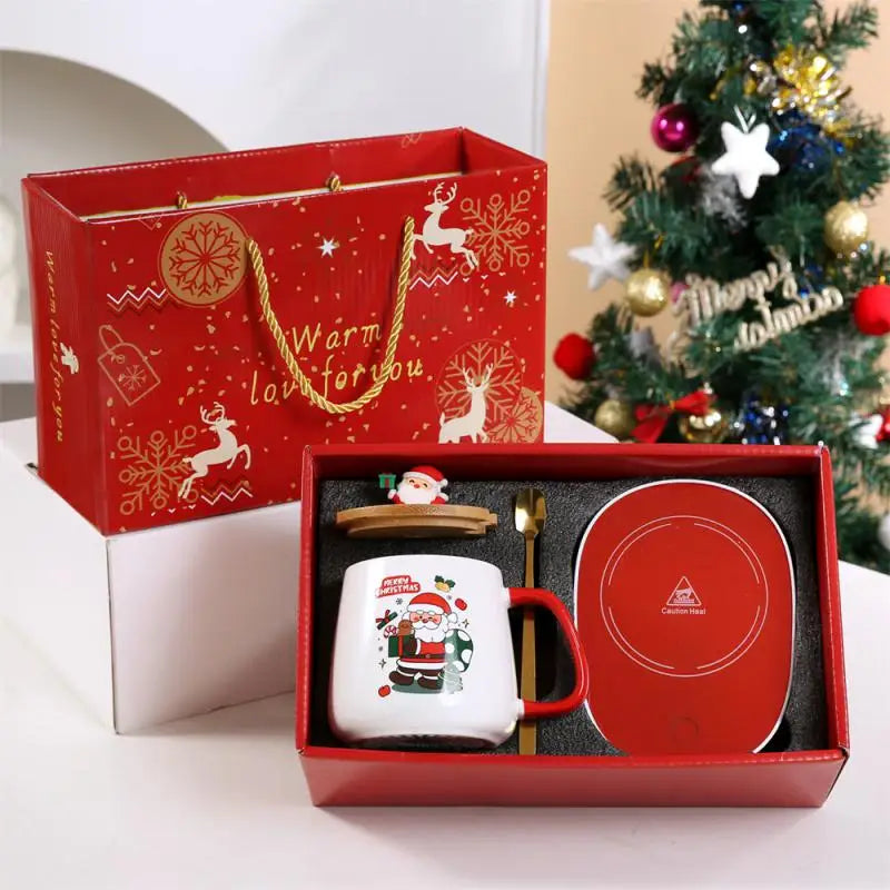 Festive Ceramic Mug Gift Set with Lid & Spoon - Perfect Christmas Present