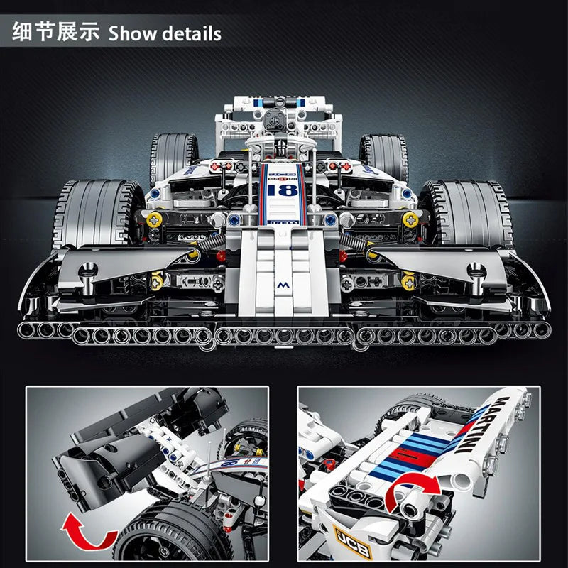 1152pcs F1 Building Blocks Sports Car Model Kit for Kids and Teens