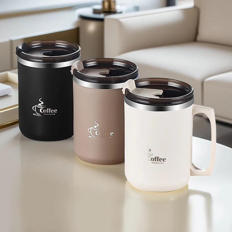 Double-Layer Insulated Stainless Steel Coffee Mug with Handle