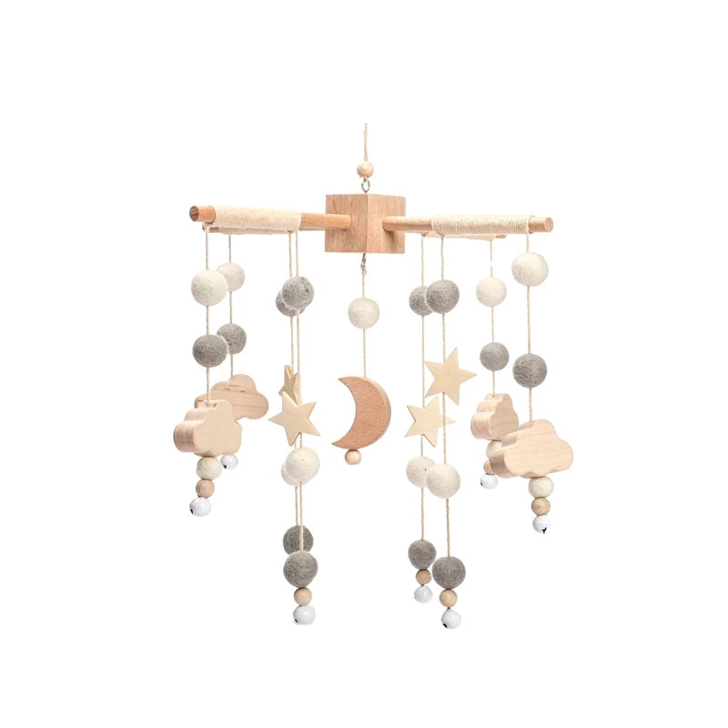 Wooden Baby Crib Mobile with Musical Rattle - Perfect Infant Toy