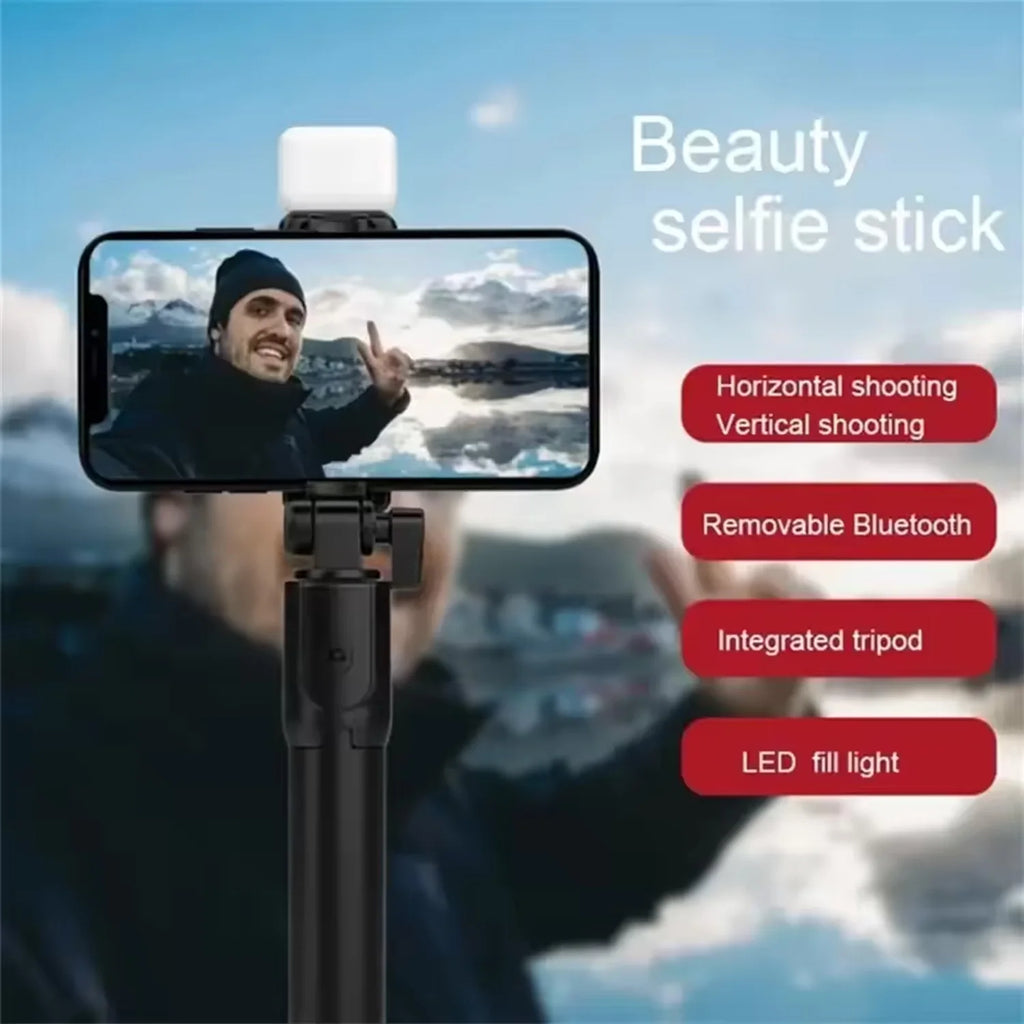 Bluetooth Selfie Stick Tripod with Remote & Fill Light - R1S