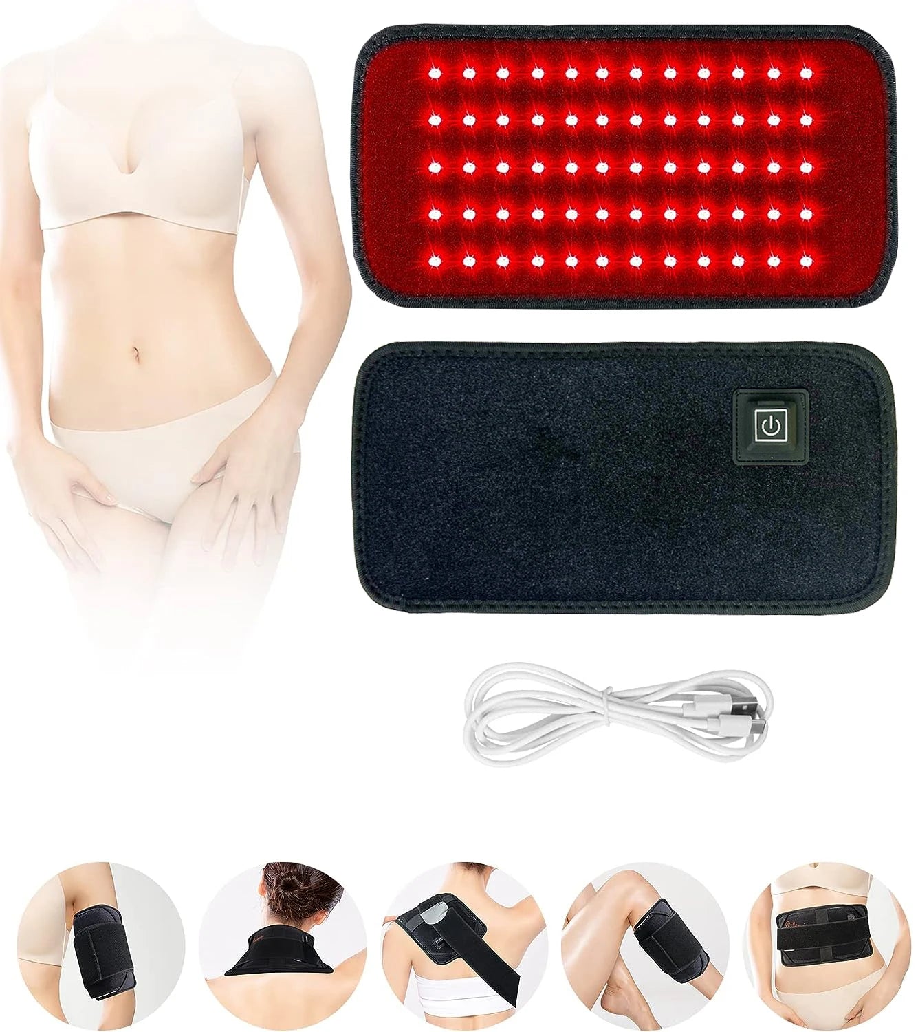 Red & Infrared Light Therapy Belt - 60 LEDs for Pain Relief & Fat Burn