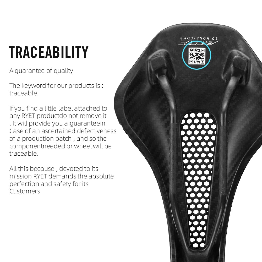 RYET Ultralight Carbon 3D Printed Saddle for Road & MTB Cycling