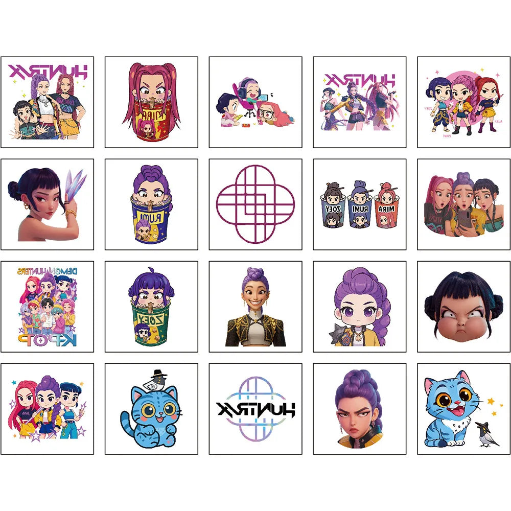 20pcs Cartoon Temporary Tattoo Stickers for Parties & Cosplay