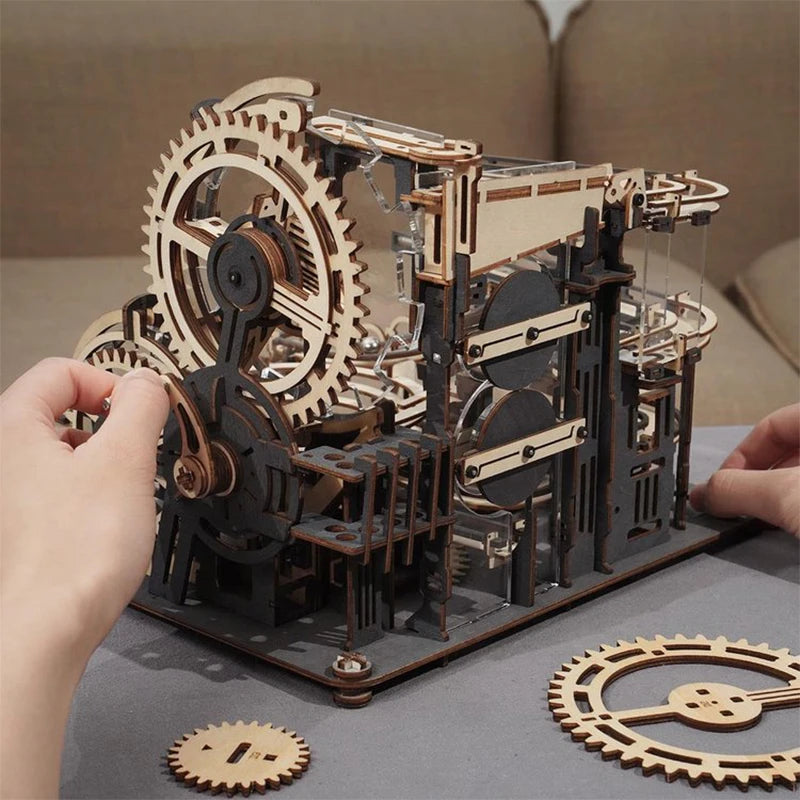 Robotime 3D Wooden Marble Run Puzzle Set - Engaging DIY Gift for Teens & Adults