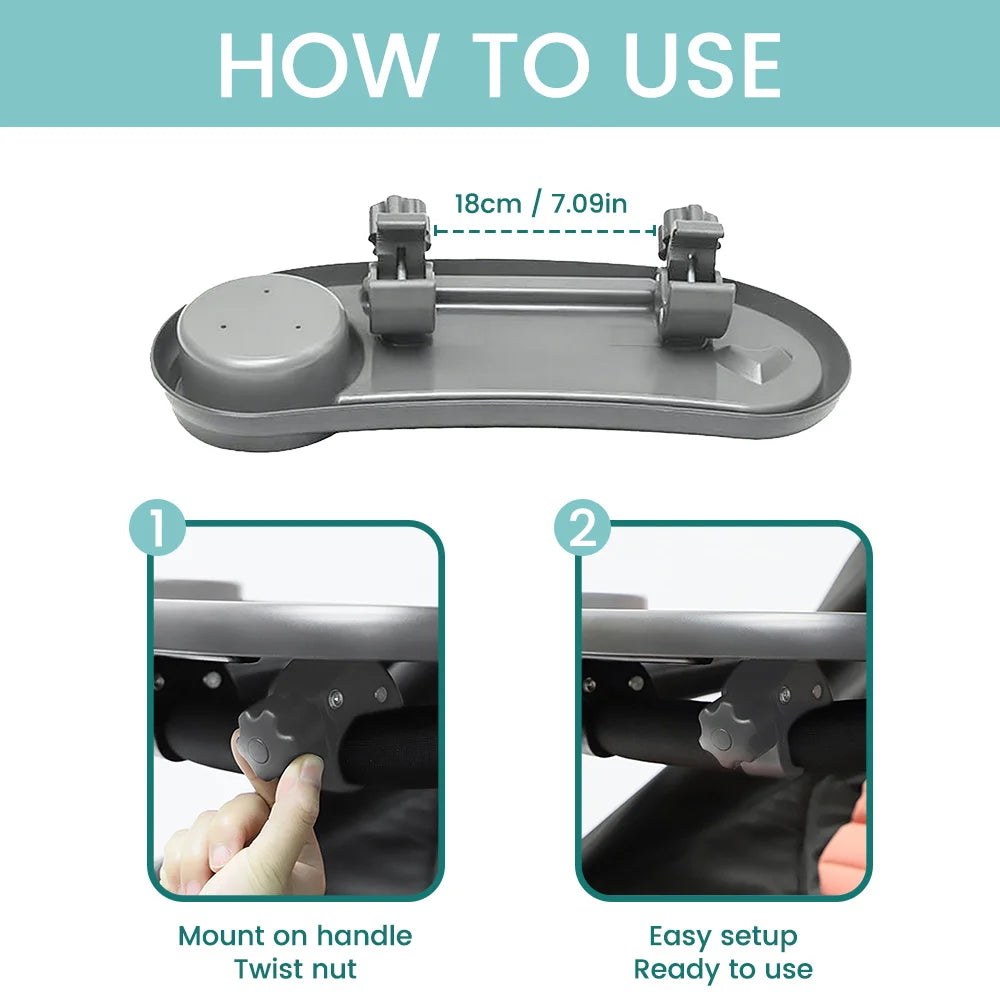 Universal Baby Snack Tray with Cup Holder for Strollers