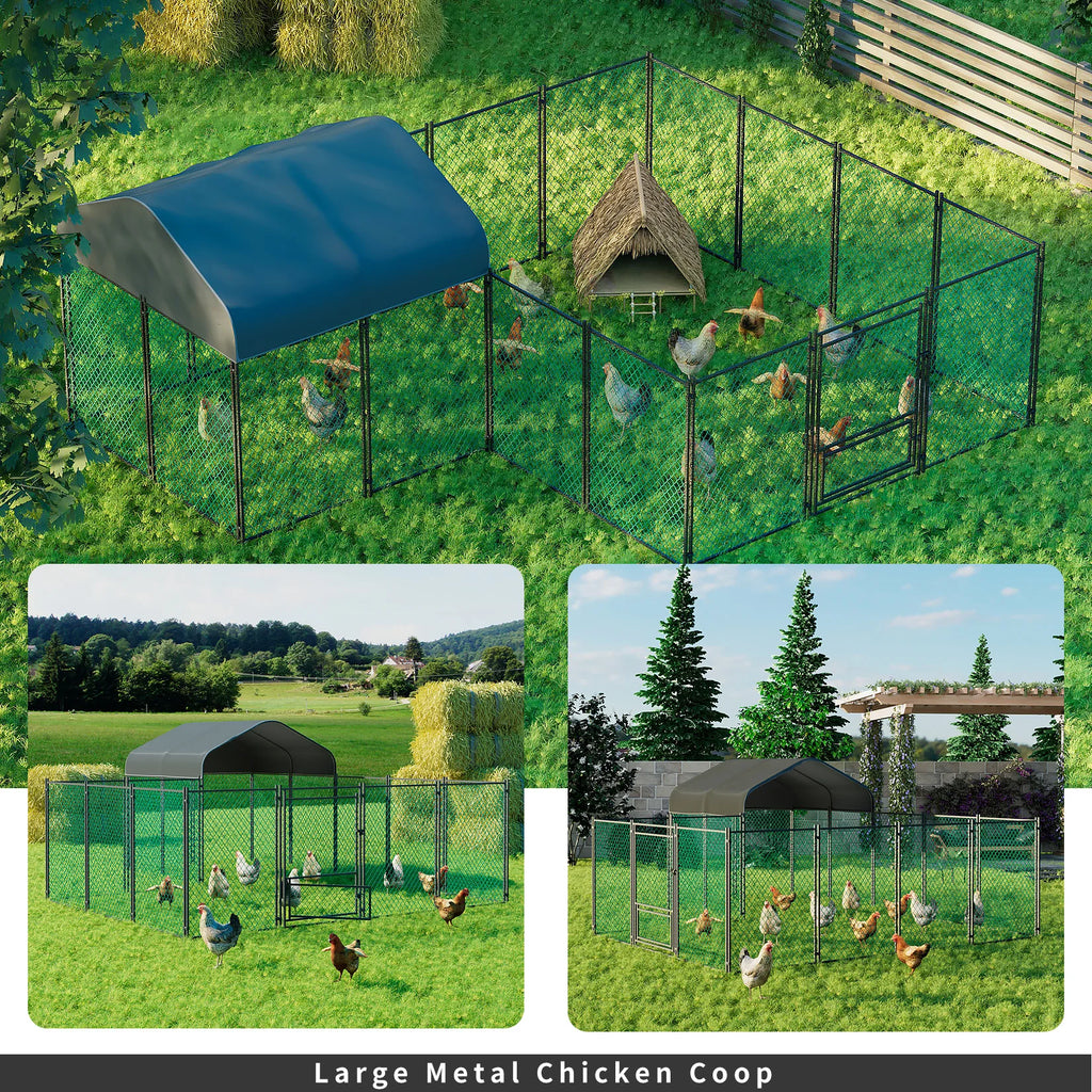 Heavy Duty Large Chicken Coop with Walk-In Design & Waterproof Cover