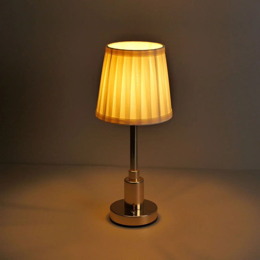 Nordic Rechargeable LED Table Lamp - Elegant Gold Fabric Design