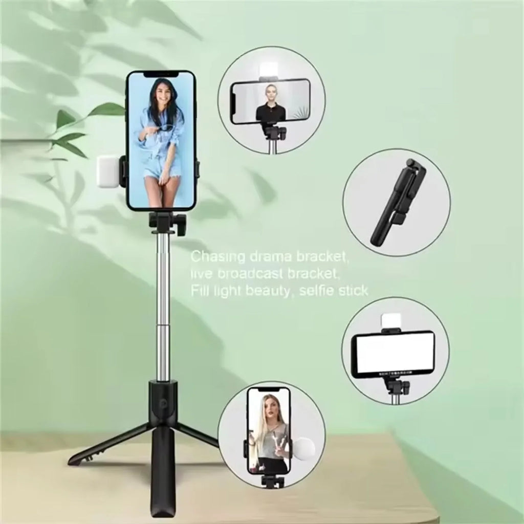 Bluetooth Selfie Stick Tripod with Remote & Fill Light - R1S