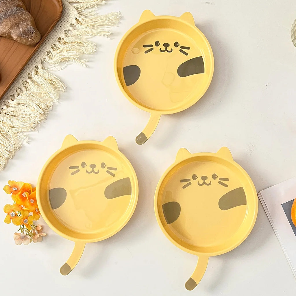 Cute Cat Shaped Reusable Plastic Plates - Fun Fruit Dessert Set