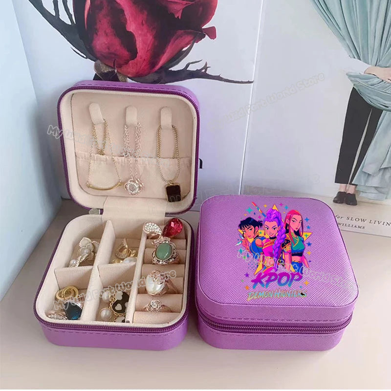 KPOP Jewelry Organizer Box - Stylish Travel Storage for Earrings & Necklaces