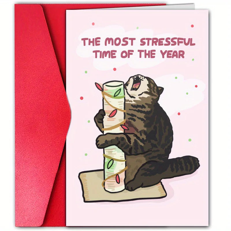 Funny Cat Christmas Card - Lighten Holiday Stress with Humor