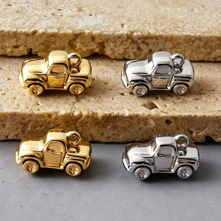 4pcs Funny Transportation Charms - Stainless Steel Pendants for DIY