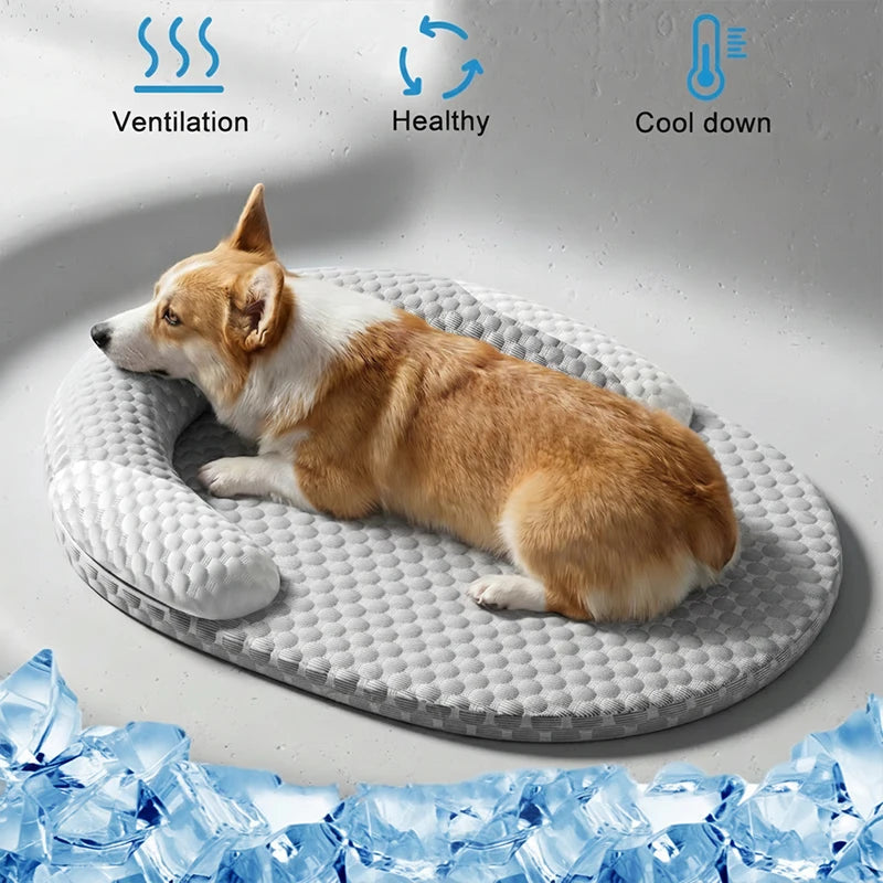 Summer Cooling Pet Mat - Ice Silk Breathable Dog & Cat Bed
