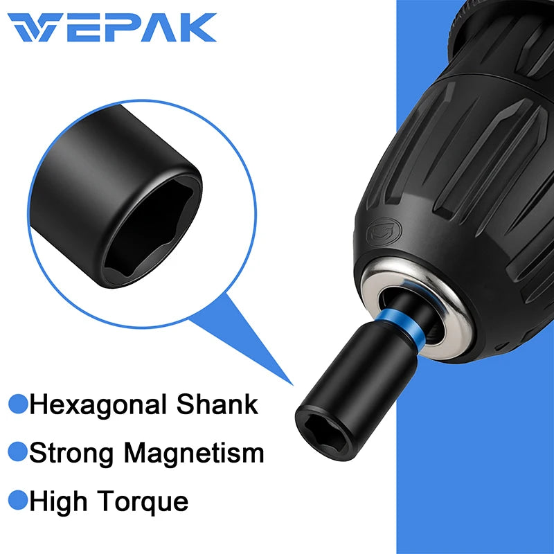 VEPAK Magnetic Hex Nut Drivers – 6/8/10mm High Torque Socket Set